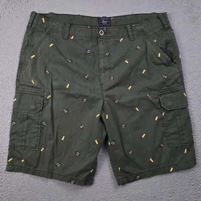 G.H. 贝斯工装短裤男式 42x11 绿色啤酒杯棉户外远足海滩 — 第 1/4 张图片