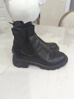 Steve Madden девочек J-Hutch Chelsea ботильоны размер 2 обуви зажим подошвы черный кожаный  - Изображение 1 из 4