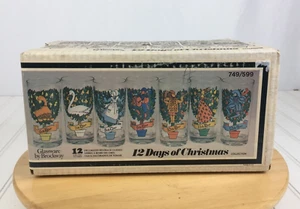 Vintage Brockway Glassware Twelve Days Of Christmas Drinking Glasses *READ* - Picture 1 of 22
