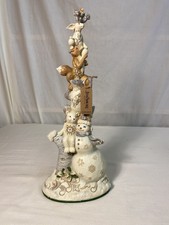 Enesco Jim Shore Heartwood Creek White Woodland Snowman Stacked Figurine 13.1”