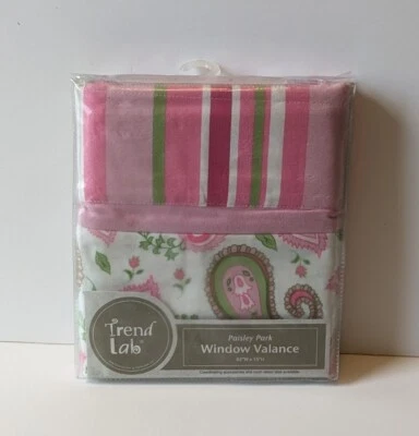 Paisley Park Window Valance Trend Lab 82" x 15" Pink Green Striped Nursery Room - Image 1 of 4