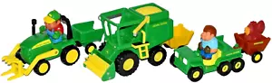 RC2 John Deere Hay Tractor Combine Harvester Gator 3 Wagons 2 Farmers & Rooster - Picture 1 of 4