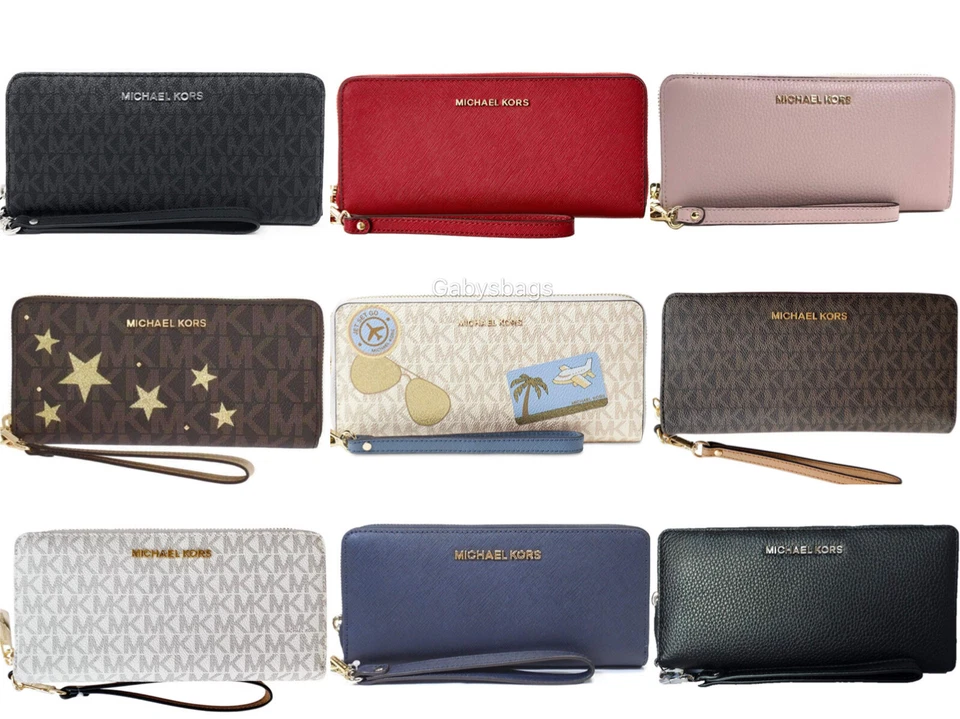 Carteira longa Michael Kors jet set viagem continental pulseira marrom baunilha preta - Imagem 1 de 1