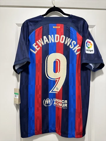 Lewandowski #9 Men’s XL FC Barcelona La Liga Nike Home Jersey Cover