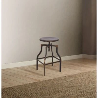 ACME Xena Casual Look Antique Copper & Metal Base Finish Swivel Adjustable Stool - Image 1 of 2