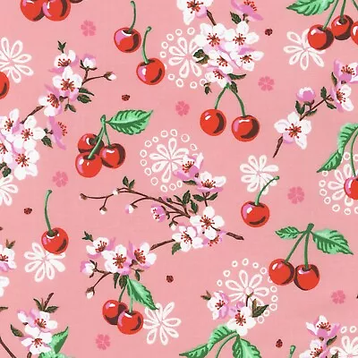ROBERT KAUFMAN Fabric Cherry Blossom on Pink Cotton KAUFMAN 1/4 Yard 5144