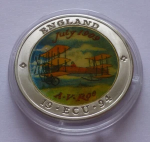 Inghilterra Argento ECU 1994, A.V. Capriolo a bordo del suo aereo nel luglio 1909 - Foto 1 di 2