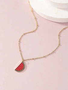 Watermelon Necklace Pendant Gold chain π- 50% Profits Go To Charity - Picture 1 of 3