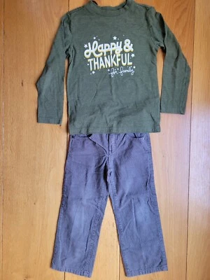 "Happy & Thankful for Family" Outfit, Size 4T/XS,  Shirt & Corduroys - Image 1 of 4