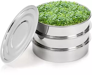 9" Stainless Steel Seed Sprouting Kit, Stackable 3-Tier Mesh Germination Tray, S - Picture 1 of 3