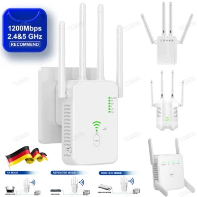 1200/300M WLAN Repeater Router Range Access Point Booster Wifi Signal Verstärker - Bild 1 von 4