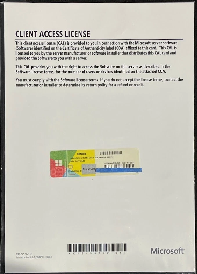 Windows Server 2012 RDS 5 Device OEM Software Client Access License / DN9D4 - Image 1 of 2