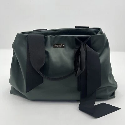 Bolso de mano grande Kate Spade con lazo satinado verde/negro con doble correa para mujer Foto 1 de 4
