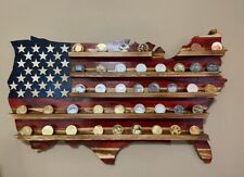 Rustic American USAFlag Challenge Coin Display, Wooden Flag, Military Challenge
