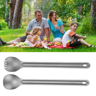 Titanium Outdoor Camping Fork or Spoon Long Handle Metal Cutlery Set Lightweight - Image 1 of 4