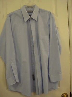 Camisa de vestir para hombre Van Heusen azul ligero botón talla 17 32/33 Foto 1 de 4