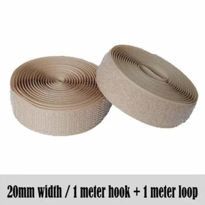 Khaki Adhesive Hook Loop Fastener Tape Sewing Magic Sticker Strap Couture Cloth - Picture 1 of 14