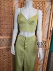 Lime Green Satin Bralette & Trousers Suit - Pretty Little Thing Size 14/16 Bnwt