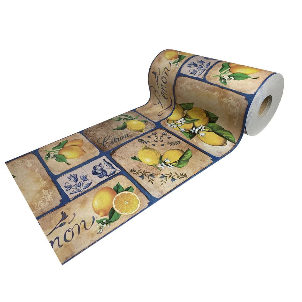 Tappeto Guida Passatoia Corsia Cucina Gomma Antiscivolo Fantasia Limone Foglie - Immagine 1 di 1