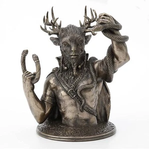 8 5/8" Cernunnos The Horned God of The Wild Resin Statue Bust Bronze Finish - Picture 1 of 7