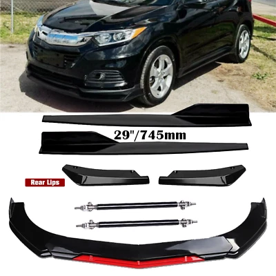 Front Rear Bumper Lip Spoiler Splitter Gloss Black For Honda HR-V 2016-2024 Bod Foto 1 de 4