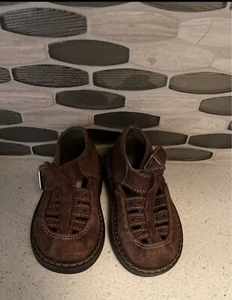 Fisher Price Classic Slip on Shoes Baby Toddler sz 5 Leather Upper Brown - Picture 1 of 3