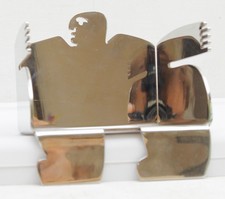 Carrol Boyes South Africa Notepaper Holder Human Art Metal Man Holding Weird Eye