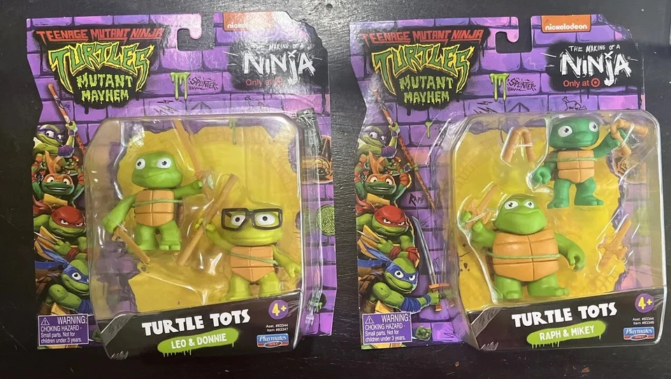 Lote de 2 paquetes dobles Teenage Mutant Ninja Turtles Tots RAPH MIKEY LEO DONNIE TMNT Foto 1 de 4