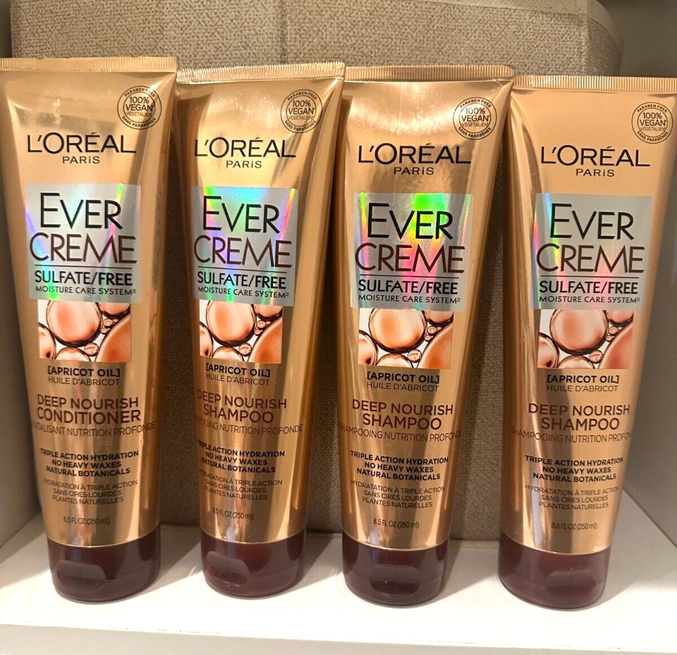4 Pack L'Oreal Ever Creme Deep Nourishing 3 Shampoo & 1 Conditioner 8.5 oz  RARE - Image 1 of 1
