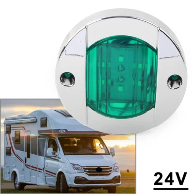 ABS New Green Round 24V LED Side Marker Trailer Light For Truck Trailer RV Boat - Image 1 of 4