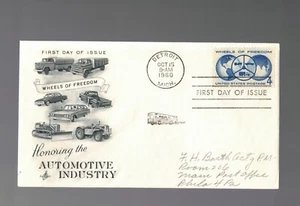 USA FDC AUTOMOTIVE INDUSTRY 4 CENT FIRST DAY ISSUE 1960 DETROIT OCT 15th - Picture 1 of 6