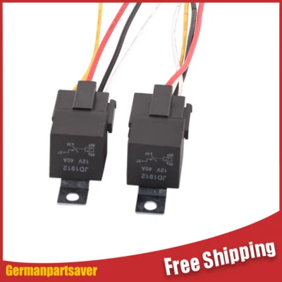 Nuevo juego de 2 relés automotrices con cables y arnés de enchufes 12 V 30/40 amperios 4 pines Foto 1 de 4
