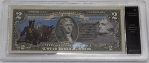 CU Colorized $2 FRN - President George Washington in Plastic Case - Picture 1 of 2