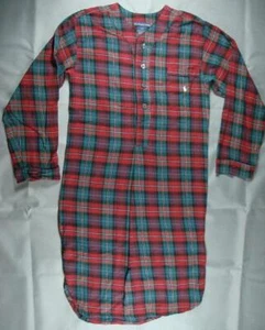 Men's Ralph Lauren POLO red tartan plaid Flannel Nightshirt Small S sleepshirt - Picture 1 of 5