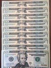 $20 2009 Jl22222202B - Jl22222292B Nine Note Set all Gems - Seven Of a kind Set