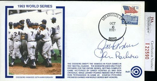 Johnny Podres John Roseboro 1963 World Series Signed Jsa Certed Fdc Autograph - Image 1 of 1