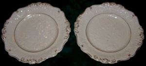 4 Rare Antique Grey/Beige Ridgeway Ridgway Drabware 9in Gold Gilded Plates #2 - Picture 1 of 4