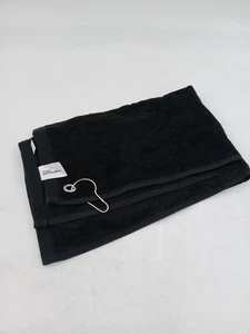 Port Authority Golf Handtuch schwarz Baumwolle Frottee mit Öse Haken Ring saugfähig - Bild 1 von 7