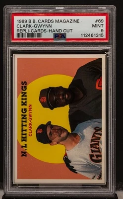 Revista de tarjetas de béisbol 1315 Will Clark Tony Gwynn 1989 réplica corte a mano 69 PSA 9 Foto 1 de 3