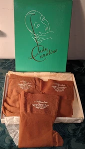 Vintage Thigh High Stockings 3pr Nylons Lady Caroline Tall Unused box #Q - Picture 1 of 6