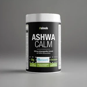 Sinob Ashwa Calm 120 Kapseln – Ashwagandha Sensoril Theanin Magnesium B6 Vegan - Bild 1 von 2