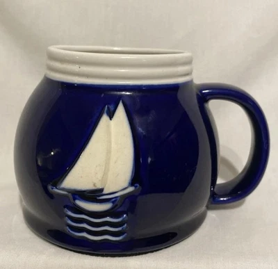 Feltman Langer Nautical Mug 20 oz. 4.75" x 4.5" x 3.75" Blue & White - Image 1 of 4