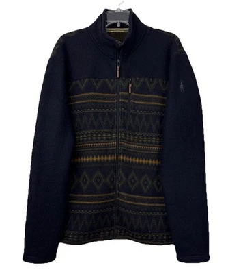 Smartwool Hudson Trail Polar Para Hombres XL Cremallera Completa Chaqueta Azteca Exterior Azul Marino Abrigo Foto 1 de 4