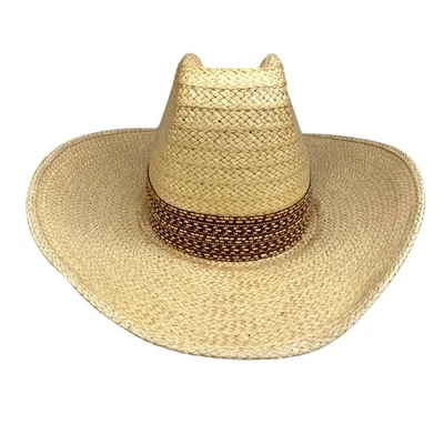 Sombrero de Paja Vaquero Occidental Conforma Brim Mesquite Original Talla 6 7/8 Foto 1 de 4