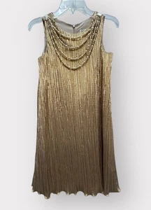 Gold Party Dress Girls 8 Metallic Wedding Occasion Holiday - Picture 1 of 10