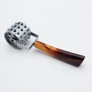Vtg Meat Tenderizer Dough Roller Stainless Steel & Butterscotch Bakelite Handle - Picture 1 of 6