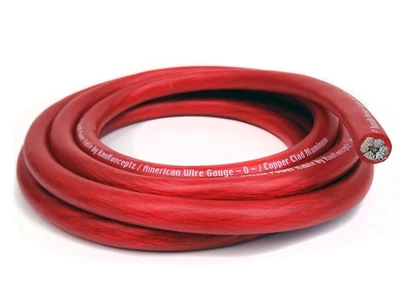 KnuKonceptz Bassik Red 0 Gauge Amplifier Power/Ground Wire TRUE 1/0 AWG 10Ft Foto 1 de 4