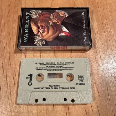 Warrant – Dirty Rotten Filthy Stinking Rich CASSETTE TAPE 1st US issue kix ratt - Image 1 of 4