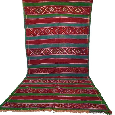 Vintage Moroccan Berber Masterpiece Handwoven Wool Rug with Vibrant Tribal Motif - Image 1 of 4