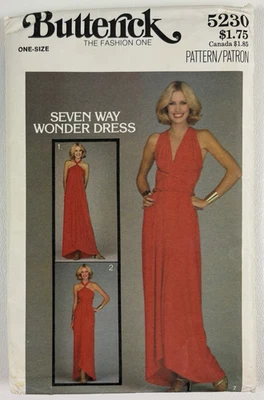 Butterick 5230 70s Wrap Dress Worn 7 Ways Miss Sz S & M Sewing Pattern UC FF OOP - Image 1 of 4